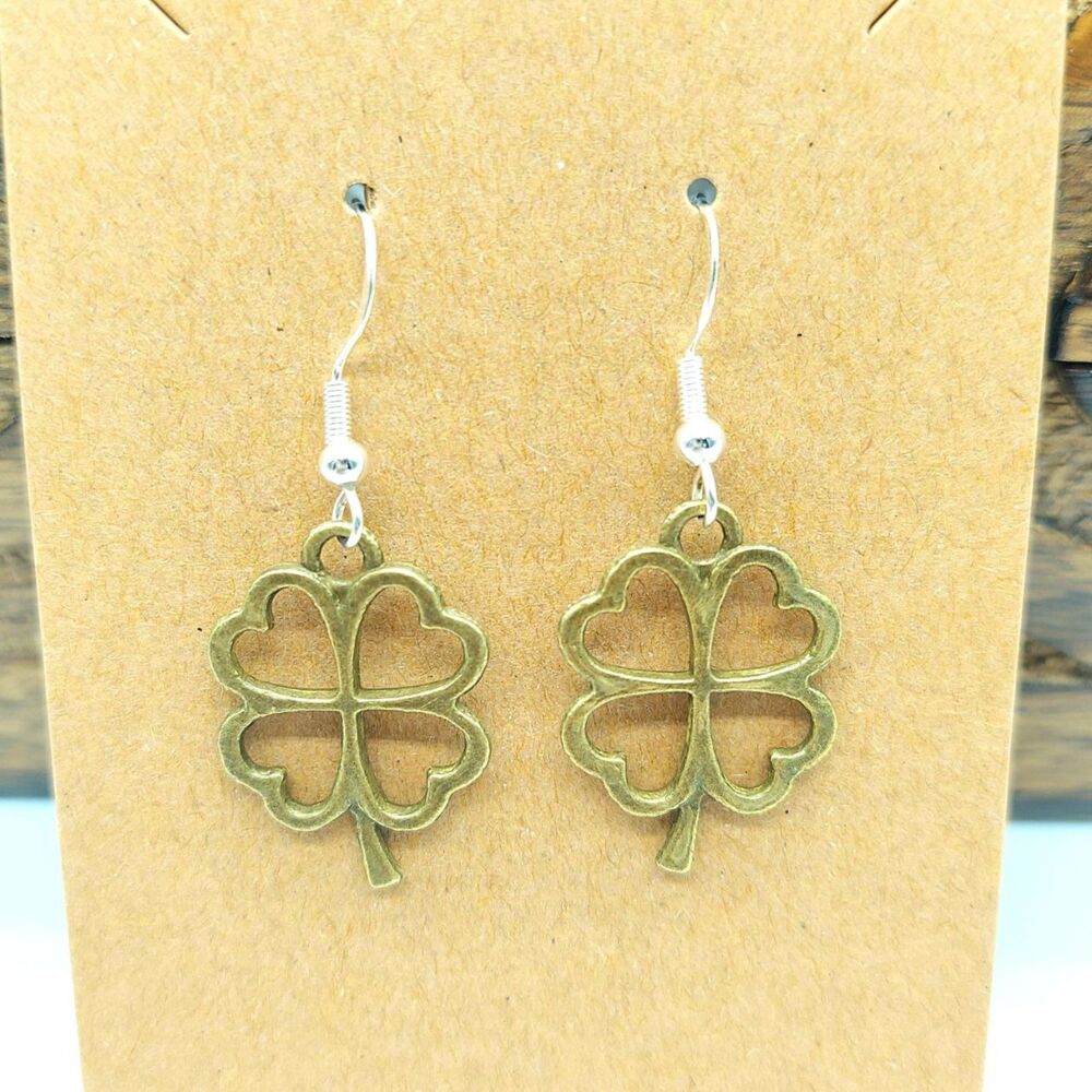 St Patrick's Day Earrings Four Leaf Clover